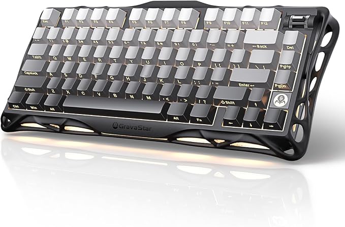 GravaStar Mercury K1 75% Wireless Mechanical Gaming Keyboard, Aluminum Alloy, Gasket Compact Custom Keyboard Hot-Swap Socket, Linear Switches, RGB Backlit【Gradient Black】