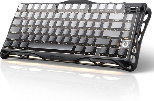 GravaStar Mercury K1 75% Wireless Mechanical Gaming Keyboard, Aluminum Alloy, Gasket Compact Custom Keyboard Hot-Swap Socket, Linear Switches, RGB Backlit【Gradient Black】