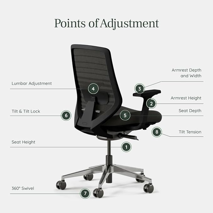 Branch Ergonomic Chair, Versatile Desk Chair with Adjustable Lumbar Support | Breathable Mesh Backrest and Smooth Wheels, Experience Optimal Comfort and Support, All Black