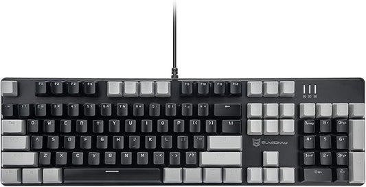 Merdia 104 Keys Full Size Mechanical PC Gaming Keyboard | Hot Swappable LED Backlit Light Up Wired Mechanical Computer Keyboards | Brown Switch US Layout Black & Grey Keycaps Keyboard for Gaming