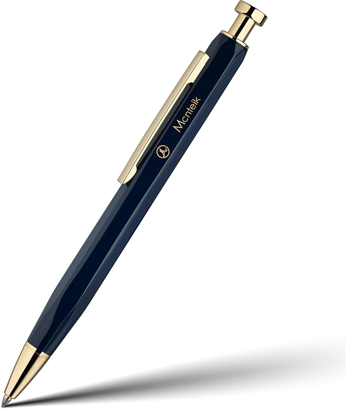 MCNTEIK Blue Gel Pen-Stunning Click Pen with 24K Gold Finish, Hexagonal Design, ADMOK Black Refill, Best Gift Set for Men & Women, Professional Executive Office, Nice Fancy Retractable Pens