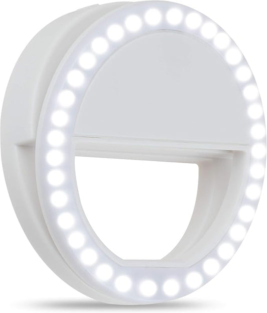 Selfie Ring Light,HONGDAYI Clip-on Selfie Light for Phone Camera 3-Level Brightness Small Mini LED Ring Light for Phone,Laptop,Computer,Tiktok,Photography,Video,Makeup (White)