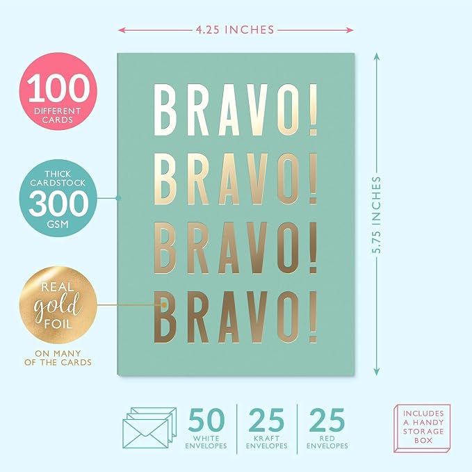 Sweetzer & Orange 100 All Occasion Cards & Envelopes Set - Greeting Notecards Assortment Box - Birthday Cards Bulk for Office, Thank You, Holiday, Blank Notecards & more – Organizer Box Included