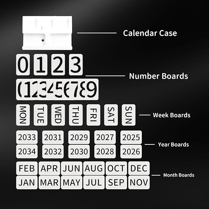 Acrylic Perpetual Calendar for Desk, Vintage Desktop Perpetual Calendar 2025-2034, Large Date Display Flip Blocks Tabletop Decor Daily Calendar Desk Accessory for Daily Office Home decoration (White)