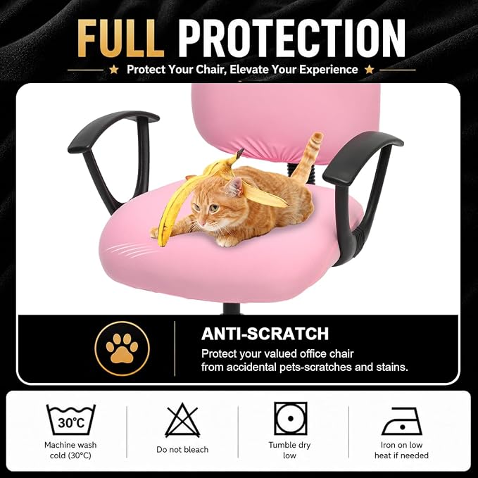 Super Stretchable Separate Office Chair Seat Covers - Universal Spandex Computer Chair Slipcover - 180GSM Washable Rotating Backrest Coverings & Cushion Protectors for Dogs, Cats, Pets