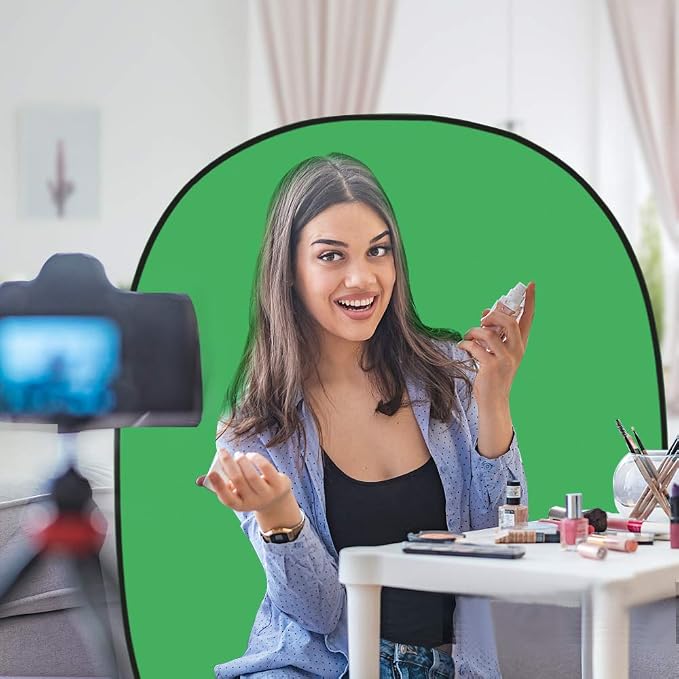 5X3.3ft (1.5mX1m) 2 in 1 Polyester Muslin Green and Blue Backdrop Portable ChromaKey Pop-Up Collapsible Reversible Photography Screen Background