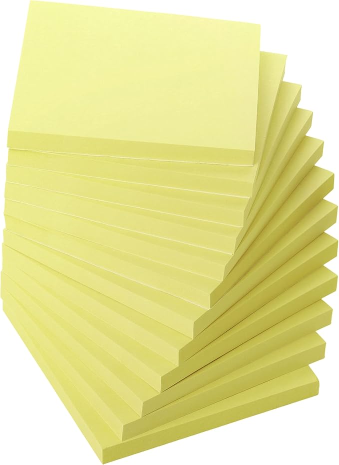 Mr. Pen- Sticky Notes, 3"x3", 12 Pads, Pastel Yellow Colors, Self-Stick Pads, Aesthetic, Colorful, Bulk, Stocky Notes for Bible Journaling