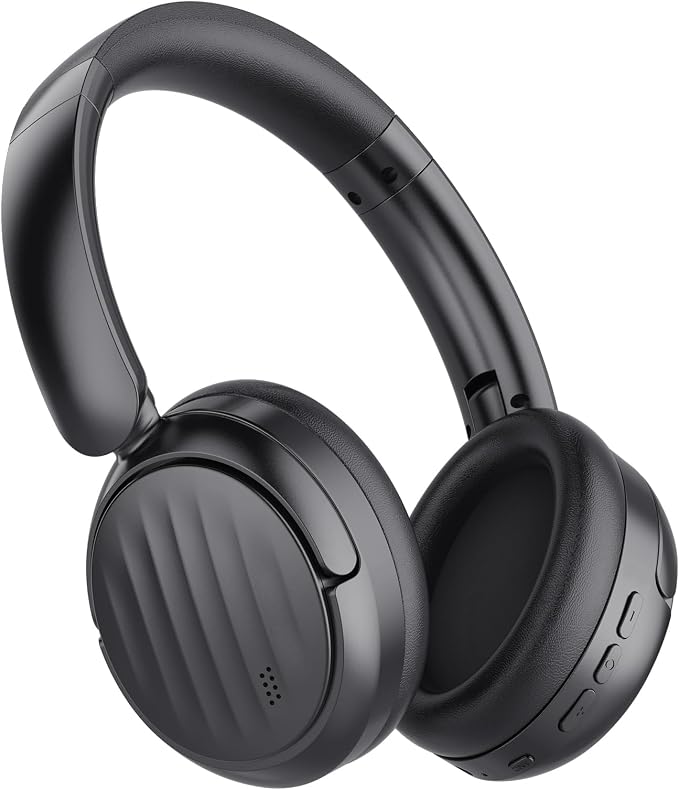 Bluetooth Headphones, Hybrid Active Noise Cancelling Over Ear Headphones | 35H Playtime, HiFi Stereo Foldable Headphones with Foam Ear Cups for Sports, Office, Travel