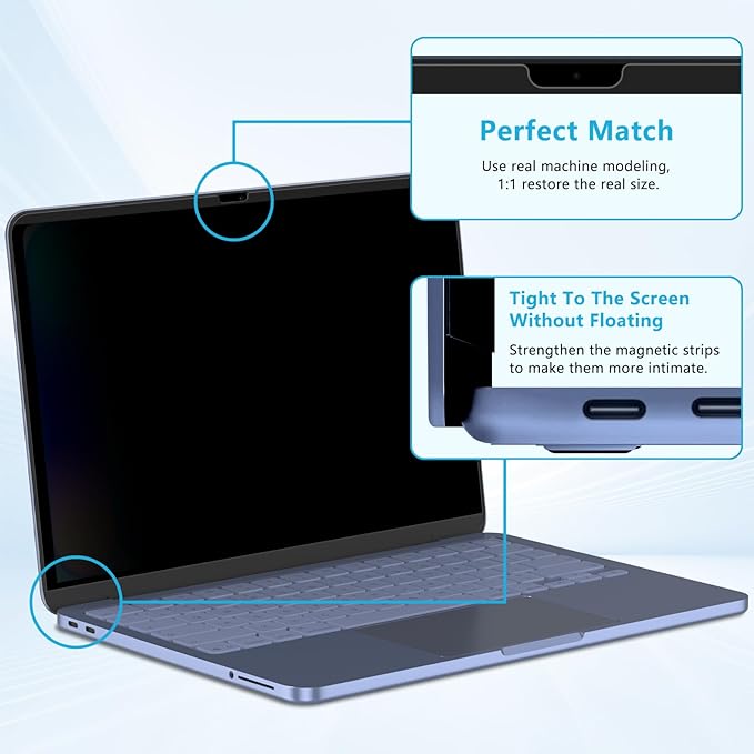 Magnetic Privacy Screen Protector for 2026 MacBook Neo 13-inch A18 Pro, Anti-Spy, Anti-Glare, Blue Light Filtering, Effectively Relieves Eye Strain, Easy to Install, Removable and Reusable for Mac Neo