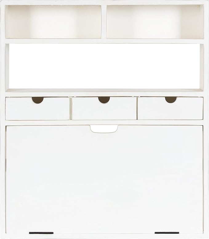 Kate and Laurel Georgie Rustic Wood Floating Desk; 26 x 6 x 30; White; Transitional Computer Desk for Home Office with Folding Design