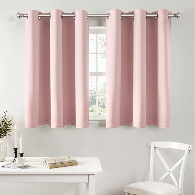 MIULEE Blackout Curtains for Bedroom Living Room 2 Panels, Thermal Insulated Room Darkening Drapes Grommet Noise Reducing Light Blocking Window Treatments 36 Inches Long 40x36 Inch Pink