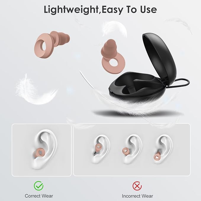 Ear Plugs for Sleeping Noise Reduction, Earplugs for Noise Cancelling with 5 Pair Ear Tips in S/M/L,30-35dB High Fidelity Hearing Protection Ear Plugs for Sleep,Snoring,Focus,Noise Sensitivity