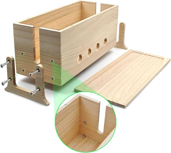 Large Wood Cable Management Box, Natural Cord Organizer 14.2" | Hides power strips & TV wires, 14.2 x 6 x 6.3 inches,Ideal for home & office organization