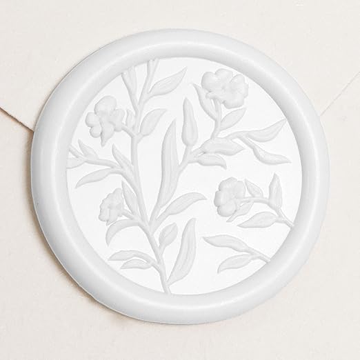 UNIQOOO Wax Seal Stickers - 3D Flower Wedding Invitation Envelope Seal Stickers, 50 Pcs Self- Adhesive Snow White Stickers, Perfect for Invitation, Christmas, Gift Wrapping
