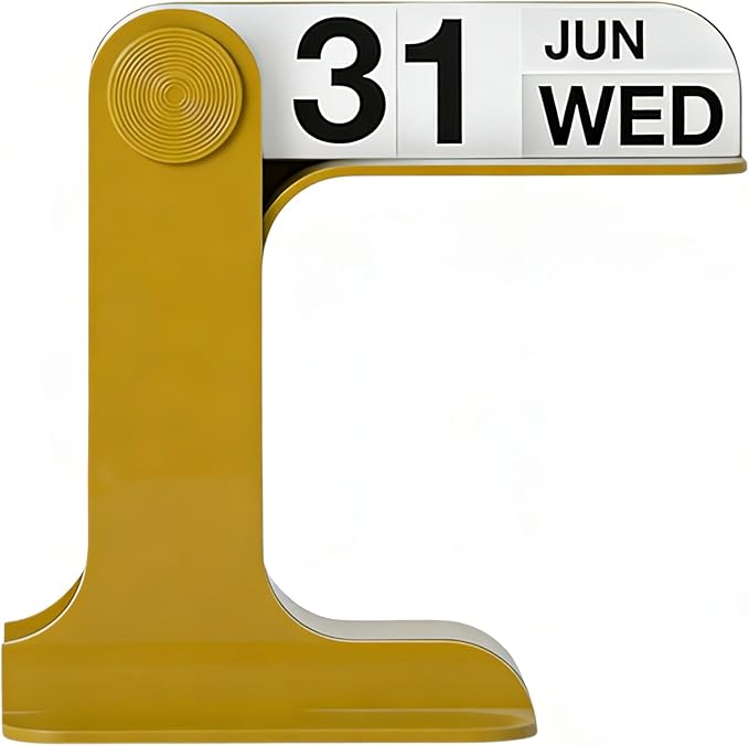 Perpetual Calendar, Standing Perpetual Desk Calendar - Aesthetic Flip Calendar, Reusable Daily Page Turning Desktop Calendar, Modern Minimalist Home Office Desk Accessories & Workspace Decor Gifts (Yellow)