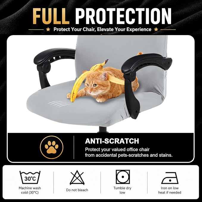 DIVA EN CAMINO DEC Stretch Computer Office Chair Cover with Durable Zipper - Universal Washable Removable Spandex Rotating Boss Chair Slipcovers - Anti-dust Soft Desk Chair Seat Protector for Pets