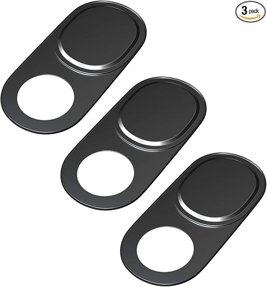 Laptop Camera Cover Slide, 0.027 Inch Ultra-Thin Metal Camera Privacy Covers, Webcam Cover Camera Cover Slide for iPhone, iPad, Mac, MacBook, Laptop, PC, Protect Your Privacy Security (Black-3 Pack)