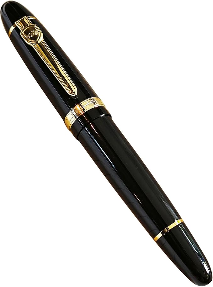 JH159 Rollerball and Ballpoint Pens (Black+Gold Clip)