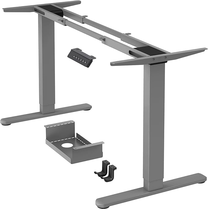 ErGear Dual Motor Standing Desk Frame, Electric Adjustable Legs Compatible Desktop Size 44″-90″, 264 lbs Weight Capacity, 4 Memory Height Settings Stand up Desks Base, Grey Frame Only