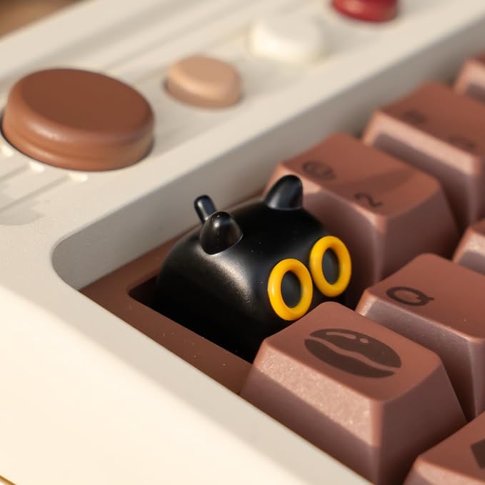 Artisan Cat Keycap for Mechanical Keyboards, Orange and White, 3D Printed Resin, 1U Size, MX Switch Compatible, Decorative Design for Gaming and Typing (MMK-HHH)