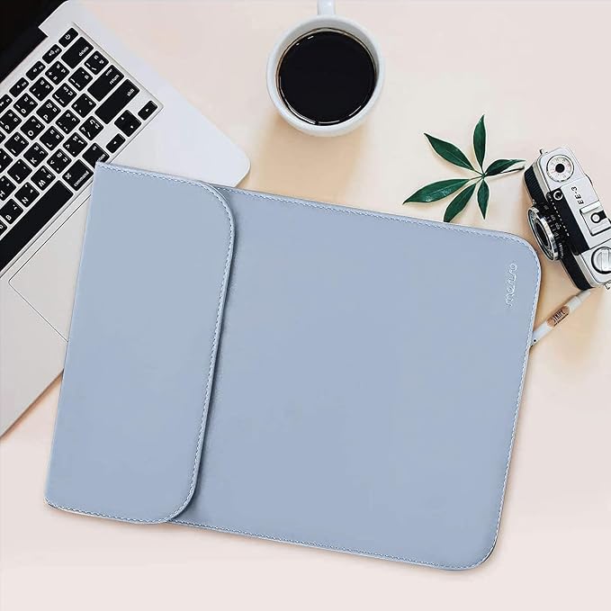 MOSISO Laptop Case 13.3 inch, 13-13.3 inch Laptop Sleeve Compatible with MacBook Neo 13 A18 Pro A3404 /Air 13/Pro 13/Pro 14 M5 M4 M3 M2 M1, Faux Suede Leather Case with Small Bag, Air Blue