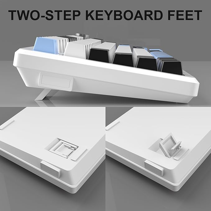MageGee 75% Mechanical Gaming Keyboard, Compact Blue Backlit Wired Gaming Keyboards with Brown Switches, EVA Foam, Knob Control, STAR75 Portable NKRO PC Gaming Keyboard - White & Blue