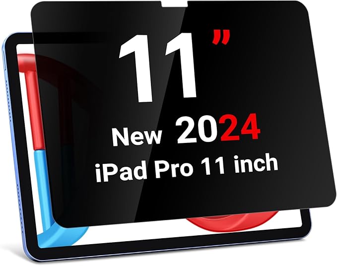 ZOEGAA Privacy Screen Protector for iPad Pro 11 inch M4 5th Gneeration 2024,Anti Blue Light Glare Spy Private Filter