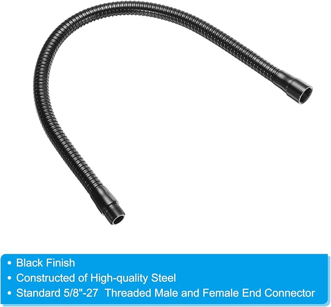 PATIKIL 20" Microphone Gooseneck, 1Pcs 5/8"-27 Thread Metal Universal Hose Flexible Arm Gooseneck Tube Extension for Multifunction DIY, Black