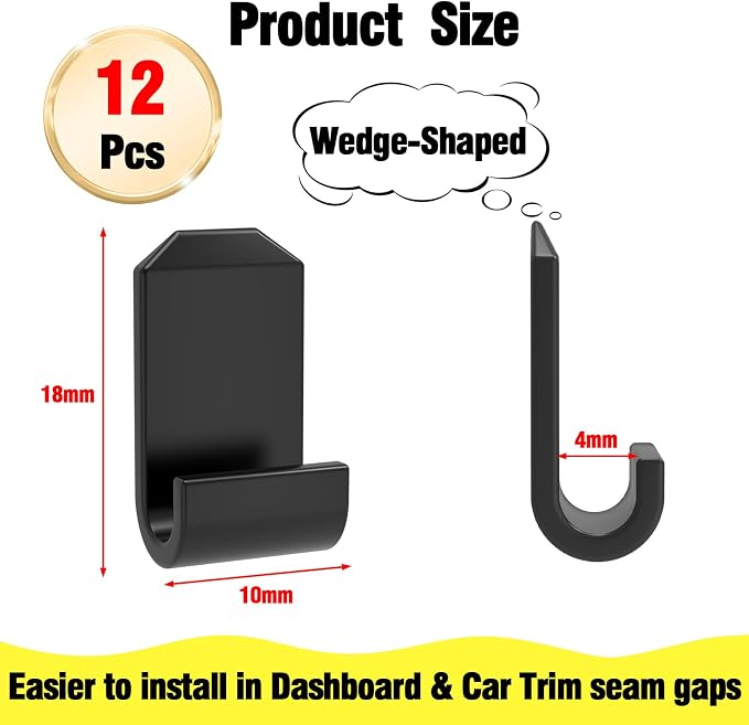 12 Pcs Car Trim Cable Clips, Car Cable Management Wire Organizer Cord-B(02) | Neatly Organize Cables for Vehicle Interior, Easy Installation, Ideal for Phone Chargers, Dash Cams and More