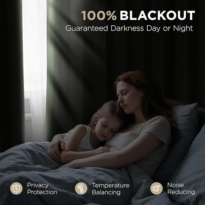 Joydeco Olive Green 100% Blackout Curtains 108 Inch 2 Panels, Luxury Thermal Green Velvet Curtains for Bedroom Living Room, Soundproof Blackout Window Drapes, Rod Pocket & Back Tab (52W x 108L)