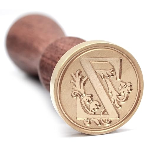 Medieval Initial Alphabet Sealing Wax Stamps, Brass Head Wooden Handle, for Thanksgiving Card/Envelope/Gift Wrap/Wedding Engagement Party Invitation -Letter Z