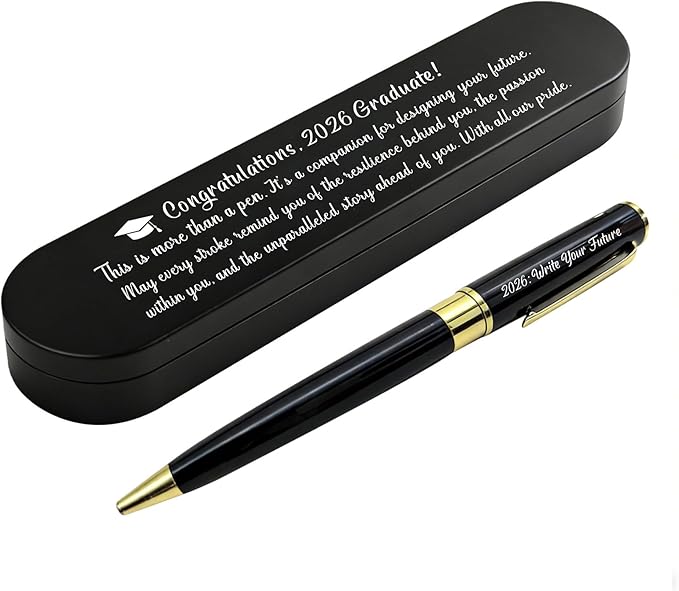 ABNTY Class of 2026 Graduation Gift, Sentimental Congratulations Graduation Present, Custom Engraved Ballpoint Pen with Metal Case, Perfect Grad Keepsake Gift
