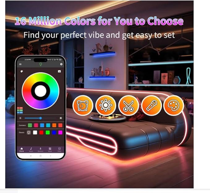 Led Lights for Bedroom 150ft (2 Rolls of 75FT), Color Changing RGB Led Strip Lights with 60 Keys Remote and App Control, Music Sync Led Lights for Room Kitchen Party Home Decor