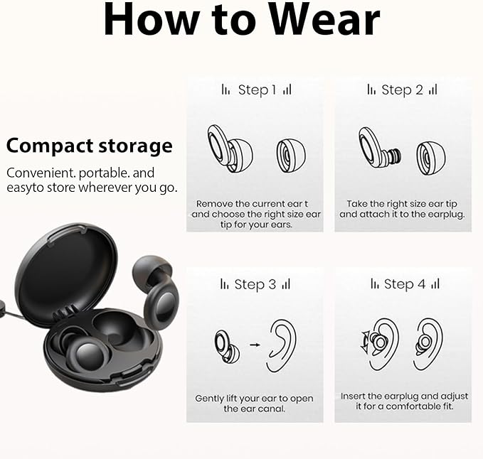 Adhiper Ear Plugs for Noise Reduction 35db Ear Protection, Silicone Reusable Earplugs with 4 Pairs Ear Tips & Small Box for Sleep, Concerts, Work, Study - Skin