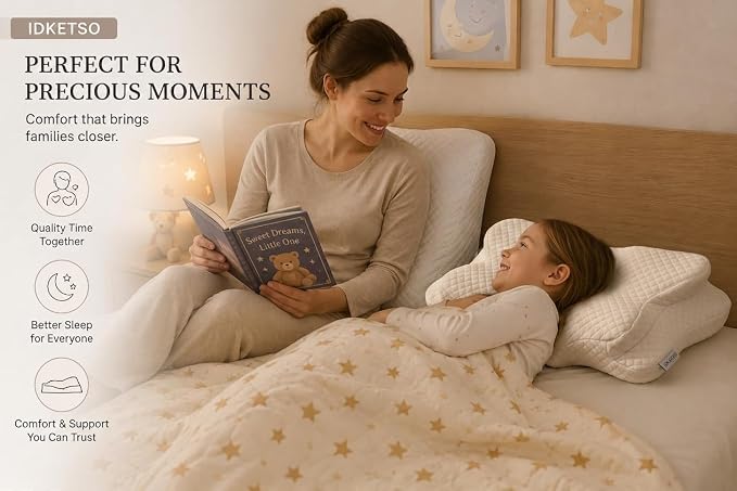 2 Pack Memory Foam Pillows, Kids Cervical Pillow for Neck Support, Ergonomic Memory Foam Pillow Set, Washable Contour Kids Pillow for Siblings Daycare and Sleeping, Ages 3-12 Years Old