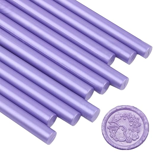 Pearl Purple Wax Sealing Sticks - 10pcs for Glue Gun and Seal Stamp, Melting Wax for 0.43'' Glue Gun