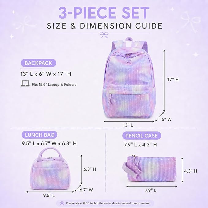 BTOOP School Backpacks for Teen Girls Bookbags Lightweight Kids Backpack School Bags Set with Lunch Box Pencil Case