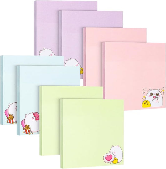 Mr. Pen- Aesthetic Sticky Notes, 3"x3", 8 Pads, 400 Sheets, 4 Designs | Cute Bear Sticky Notes, Self-Stick Note Pads Aesthetic, Perfect for Office, School, Home, Study & Organization