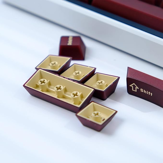 Sumgsn 114 Keys Translucent Red Keycaps Cherry Profile Doubleshot Keycaps Set Fit for 60% 65% 75% Mechanical Keyboard Cherry Mx Switches