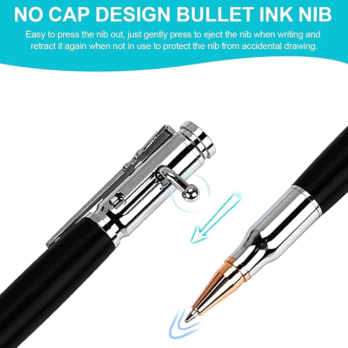 QZQUFJ 6 Piece Woodturning Bolt Action Pen Set for Men, Custom Pens Personalized, Fancy Cool, Unique Pen Sets for Gift, Bullet Engraved Wood, Rifle Gun Customized Pen