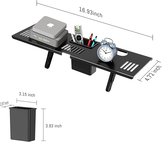 Adjustable Steel TV Top Shelf, Floating TV Stand, Universal Monitor Shelf for Soundbar, Game Console, Cable Box, Router Shelves (16.93x4.72inch with 1 Boxes)