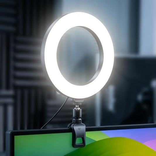6" Ring Light with Desk Tripod Stand and Clip | Video Conference Lighting, Monitor Laptop Computer Compatible, Zoom Call Live Streaming, Remote Working Learning