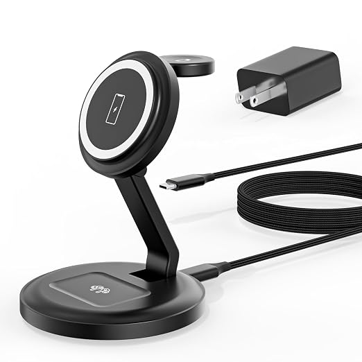 Charging Station for Apple Magsafe Wireless Charger iPhone Charging Station,15W 3 in 1 Foldable Apple Magnetic Wireless Charger for iPhone 17 Pro Max/16 Plus/16 ProMax/15/14/13,Apple Watch,AirPods Pro