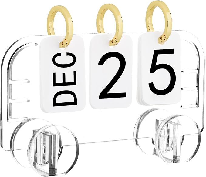Acrylic Perpetual Desk Calendar 2023-2024 Standing Flip, Vintage Desktop Flip Calendar with Acrylic Month Date Large Display Blocks, Daily Flip Calendar for Home Office Decor Desk Accessories (Style