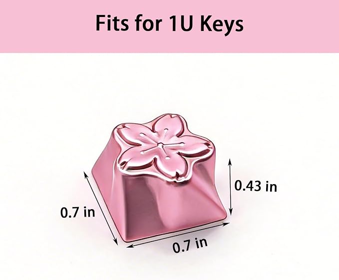 Artisan Keycaps, Pink Sakura Cherry Blossom Custom Cover Caps for MX Mechanical Keyboard, Metal 1U Single Replacement for Esc Del Arrow Key (Rose Gold)