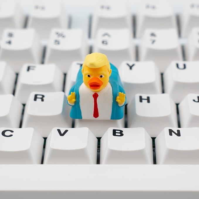 Artisan Duck Keycap for Mechanical Keyboards, Yellow and Blue Business Suit Design, Handmade Resin, 1U Size, MX Switch Compatible, Gaming Keyboard Keycaps