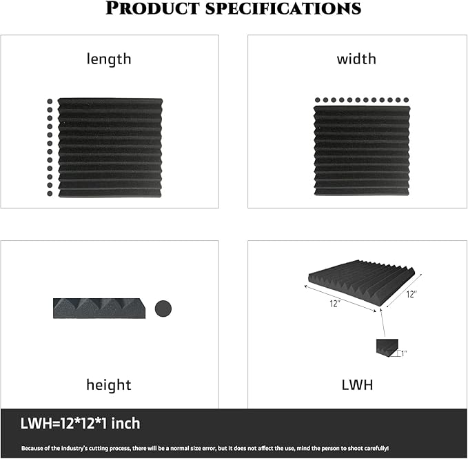 56 Pack Acoustic Foam Panels |1 "x12 "x12" Rapid Recovery Acoustic Wall Panels |High Density Sound Reducing Panels for Home Studio |With Adhesive Stickers 280PCS (28 Black+28 Blue)