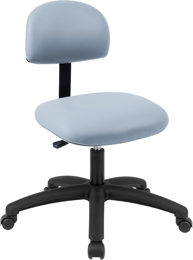 FSS Series Square seat Low (17"-22") seat Height Chair. Vinyl-for Office, Garage, Desk, Shop, Computer, Doctor, Medical, Easy to Clean! NO Footring (Gray, Low, _Standard Casters)