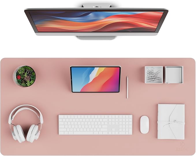 K KNODEL Large Desk Protector Mat and Pad for Office (Pink, 17" x 35.4") | Waterproof Desk Mat, Desk Pads and Blotters, Desktop Mat, Desk Protector and Cover, Office Computer, Laptop and Keyboard Mat
