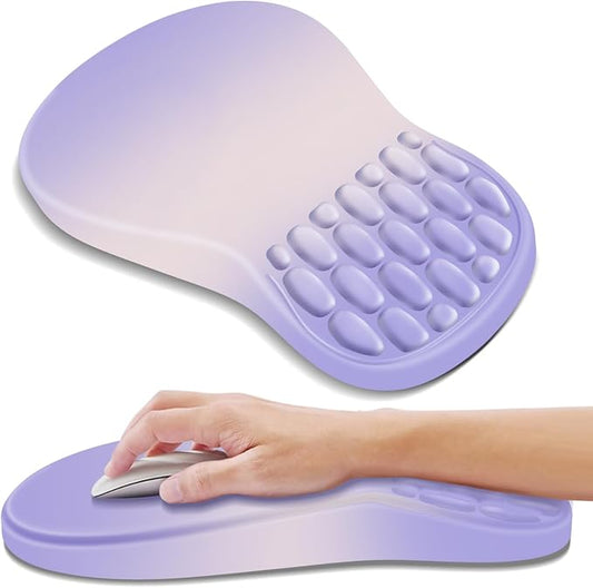 YIWEI Ergonomic Mouse Pad with Wrist Rest for Carpal Tunnel Pain Relief | Memory Foam Wrist Support,Non-Slip Rubber Base, Keyboard Computer Mousepad,Lycra Cloth Surface,Gaming Home Office